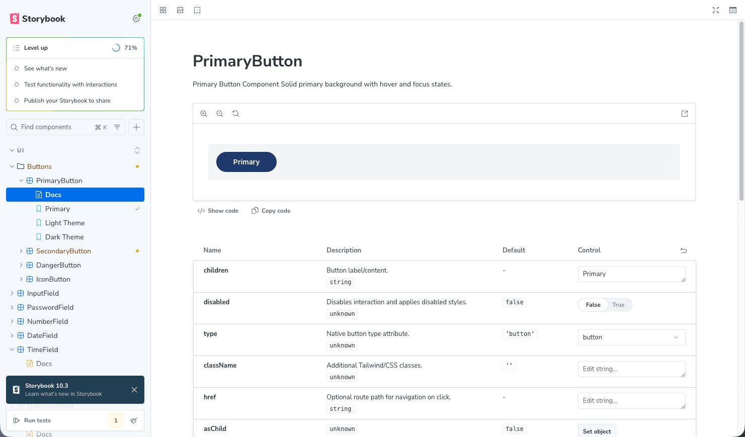 Component library with Storybook
