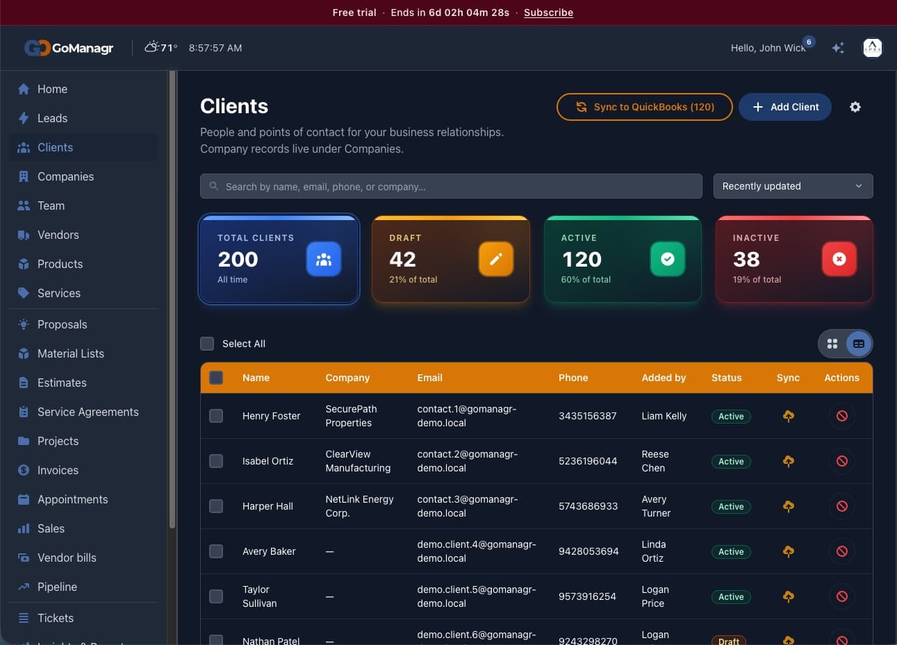 Clients + QuickBooks Sync Clients + QuickBooks Sync